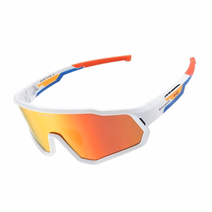 Rockbros SP383 Shining Warrior dviratininko akiniai - matinis baltas rėmelis, poliarizuoti raudoni lęšiai
