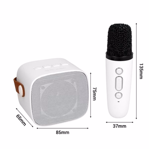 Blavec nešiojamas Bluetooth garsiakalbis WS-07 Karaoke Party 5W su 2 mikrofonais baltas