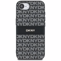 DKNY kartojamo tekstūros rašto su toninėmis juostelėmis dėklas iPhone 16e - juodas