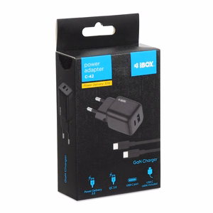 iBOX C-42 GaN PD33W Sieninis įkroviklis, Juodas