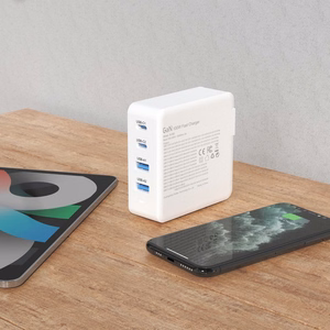 GaN 100W greitas sieninis įkroviklis 2 x USB-C / 2 x USB Dudao A100EU - baltas