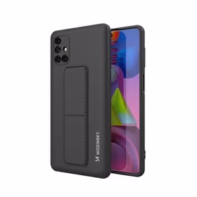 Wozinsky Kickstand Case silikoninis dėklas su stovu Samsung Galaxy M51 juodas