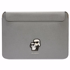 Karl Lagerfeld Saffiano Karl&Choupette dėklas 14" nešiojamam kompiuteriui - sidabrinis