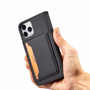 Magnetinis dėklas kortelėms iPhone 12 Pro Max dėklas kortelių piniginė kortelių laikiklis juodas