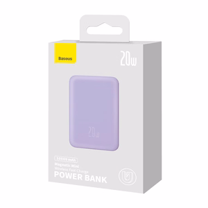 Maitinimo baterija "Baseus Magnetic Mini" 10000 mAh, USB-C 20W MagSafe (violetinė)