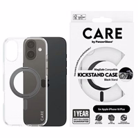 CARE by PanzerGlass Funkcinis dėklas telefonui su stovu iPhone 16 Plus 6.7" juodas/juodas Magnetinis 1323