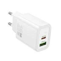 Įkroviklis telefonui Hoco USB A + USB C QC3.0 PD 3A 20W N61 baltas