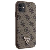 Guess GUHCN61P4TDSCPW dėklas iPhone 11 / Xr - rudas kryžminis 4G metalinis logotipas