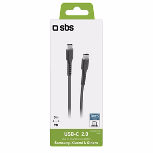 SBS TECABLETCC3M USB-C - USB-C kabelis 3 m - juodas