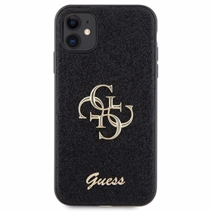 Guess GUHCN61HG4SGK dėklas iPhone 11 / Xr - juodas blizgus užrašas Didelis 4G