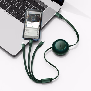 Kabelis Bright Mirror 2 3 in 1 - Type C į Micro USB, Lightning, Type C - 100W 1,1 metro (CAMJ010206) žalias