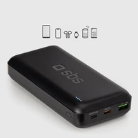 Išorinė baterija SBS TTBB20000PD20K 20000 mAh 20W PD USB-C, USB-A, Micro-USB - juoda