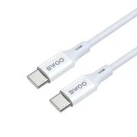 BWOO kabelis USB-C - USB-C 2m 60W ABS + TPE baltas
