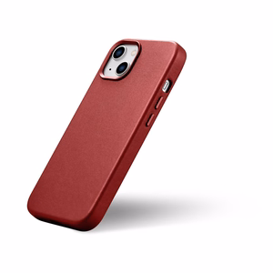 iCarer Dėklas Odinis viršelis pagamintas iš natūralios odos iPhone 14 Plus raudonas (suderinamas su MagSafe)