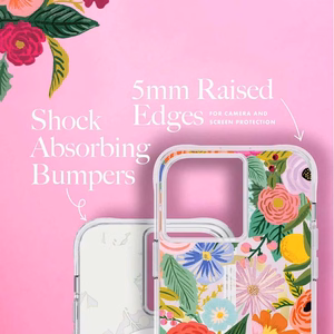 Rifle Paper Clear MagSafe dėklas, skirtas iPhone 14 Pro Max, „Garden Party Blush“ rašto