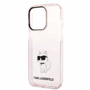 Karl Lagerfeld Ikonik Choupette dėklas telefonui iPhone 14 Pro Max - rožinis