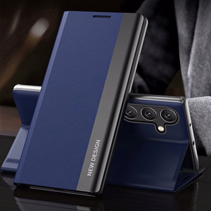 Sleep Pro dėklas Samsung Galaxy S24 FE su atverčiamu dangteliu ir stovu - mėlynas