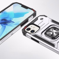 Wozinsky Ring Armor iPhone 14 dėklas telefonui su magnetiniu laikikliu ir žiedu, sidabro spalvos