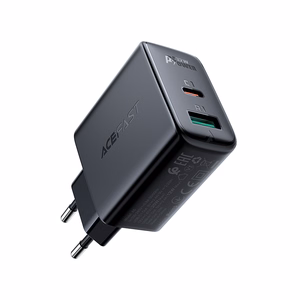 Acefast sieninis įkroviklis USB Type C / USB 32W, PPS, PD, QC 3.0, AFC, FCP juodas (A5 juodas)