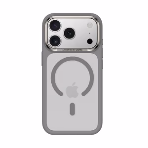 "Benks" magnetinis dėklas su metaliniu rėmeliu (A069), skirtas "Iphone 17 Pro grey" (fotoaparato valdymo mygtukas)