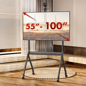 Maclean TV stovas / vežimėlis, kameros lentynėlė, su ratukais, 55–100 colių, maks. apkrova 120 kg/10 kg lentynėlė, maks. VESA 900x600, juodas, MC-114 B