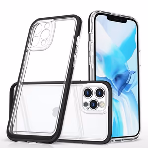 Прозрачный чехол 3in1 для iPhone 12 Pro Max гелевый с рамкой чёрный