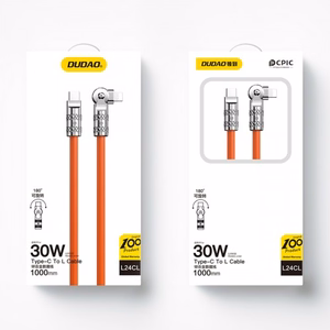 USB laidas Dudao L24CL (180' kampas) Oranžinis Type-C / Lightning 100cm (iki 30W)