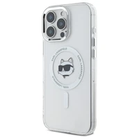 Karl Lagerfeld IML Metalinis Choupette Head Magnetinis dėklas telefonui iPhone 16 Pro - baltas