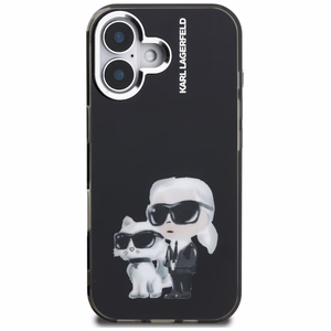 Karl Lagerfeld IML Aquarelle Karl & Choupette & Logo iPhone 16 deklas - juodas