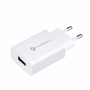 Įkroviklis Forcell + type-C kabelis (1xUSB 2.4A 18W) baltas