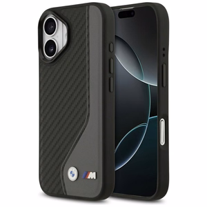 BMW dėklas telefonui IPHONE 17, suderinamas su MagSafe BMHMP17S25PCCSCAK (PU anglies logotipas) antracito