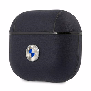 BMW tikros odos sidabrinis logotipas dėklas AirPods 3 - tamsiai mėlynas