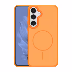 Frame Thin Mag dėklas for Samsung Galaxy S25 oranžinis