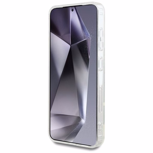 Dėklas Karl Lagerfeld Mygtukas Choupette Galva Spausdintas Logotipas Magnetinis Samsung Galaxy S25 balta