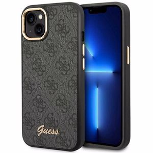 Guess GUHCP14MHG4SHK iPhone 14 Plus 6.7 "juodas/juodas kietas dėklas 4G Vintage Gold Logo