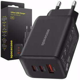 Spacecase USB įkroviklis Charger 65W GaN SC008B juodas