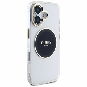 Guess IML Metal Colored Circle Classic Logo Magnetinis dėklas telefonui iPhone 16 - juodas