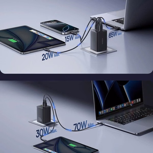 Baseus EnerFill FE11 100W sieninis įkroviklis 2 x USB-C + USB-A - juodas
