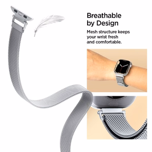 SPIGEN WBM4 dirželis APPLE WATCH 8 / 9 / 10 / 11 / SE (40 / 41 / 42 MM) sidabrinis