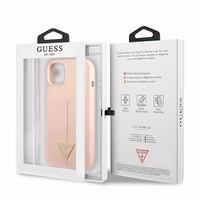 Guess GUHCP13SSLTGP iPhone 13 mini 5.4" rožinis kietas dėklas silikoninis trikampis