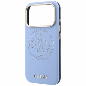 Guess Perforated 4G Gold Logo MagSafe dėklas, skirtas iPhone 18 Pro / 17 Pro – spalva: šviesiai mėlyna