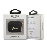 Guess GUAPSASMK Dėklas AirPods Pro juodas Saffiano Script Metal kolekcija