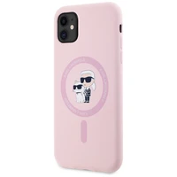 Karl Lagerfeld silikoninis Karl&Choupette Magnetinis dėklas telefonui iPhone 11 - rožinis