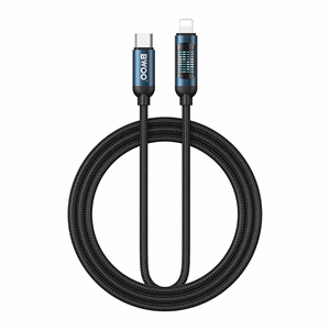 BWOO usb-c Lightning kabelis 1m 27W su LED ekranu, pintas, juodas