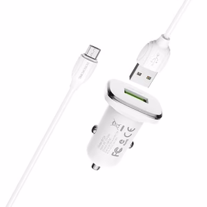 Borofone BZ12A Lasting Power QC3.0 18 W car charger with Micro-USB cable, white