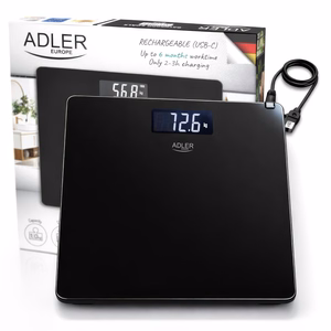 Перезаряжаемые напольные весы ADLER AD 8194b с USB-C, чёрные
