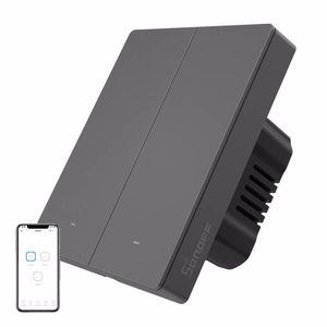 SONOFF M5-2C-80 išmanusis Wi-Fi sieninis jungiklis (2 kanalų, rėmeliui, grafito)