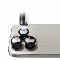 Apsauginis stiklas Tel Protect Titanium Lens 99% AR ant kameros Iphone 15 Pro/15 Pro Max juodas (3 lęšiai)