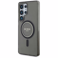 Guess Glitter Circle Classic Logo Magnetinis dėklas telefonui Samsung Galaxy S25 Ultra juodas