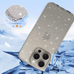 Krištolinis blizgučių dėklas Iphone 15 Pro - sidabrinis